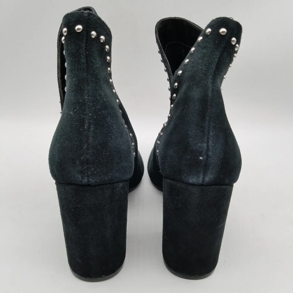Steve Madden Women Black Suede Rockstar Studded Heel Ankle Bootie 8‎